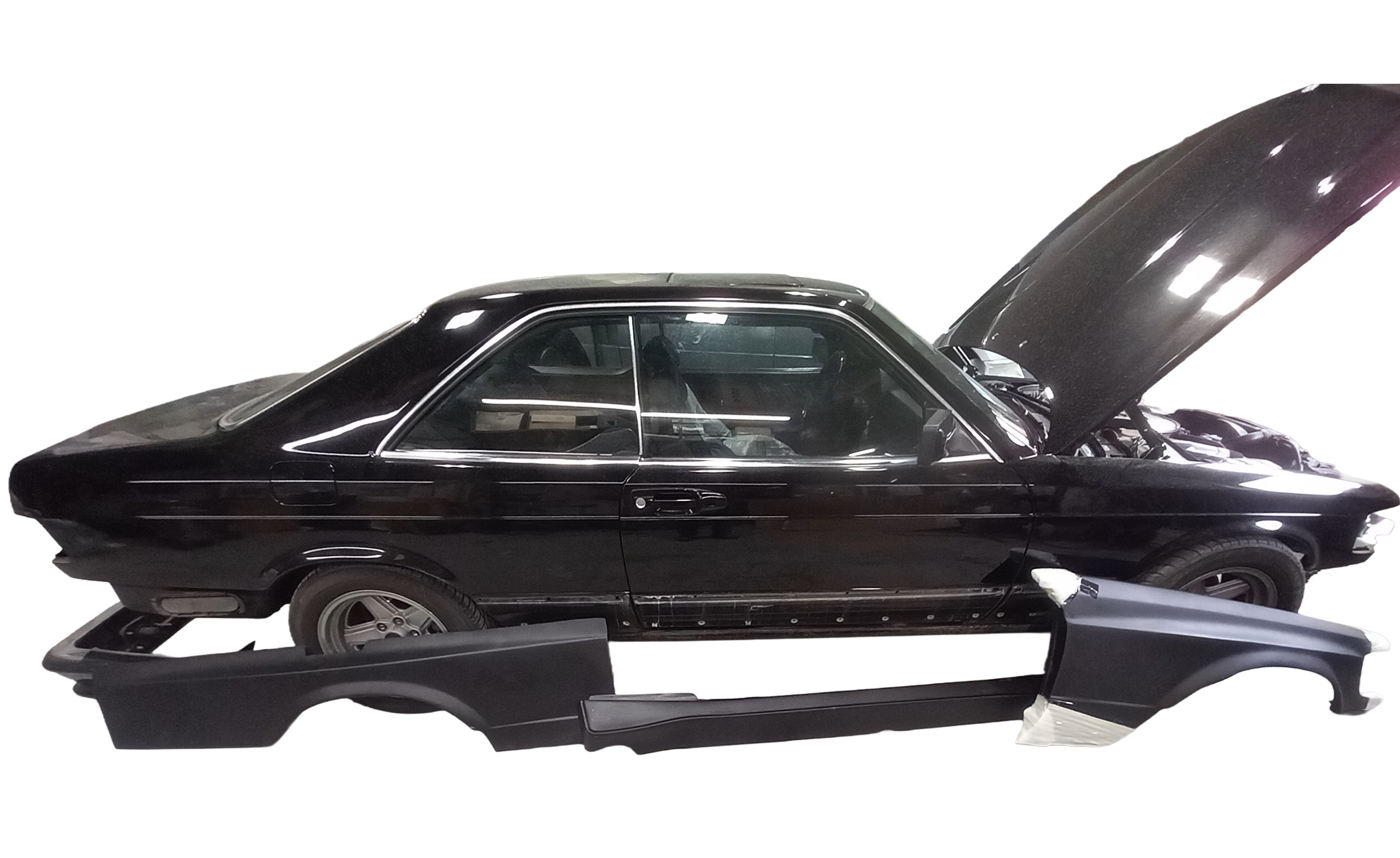 Black Mercedes Benz 560 SEC Wide Body Kit